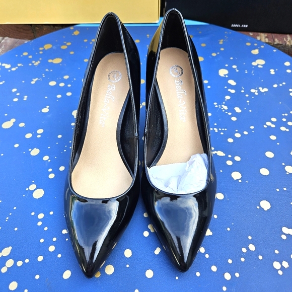 Bella Vita Define ll Black Pat Heels Shoes Women's Size 7.5 - Picture 4 of 15